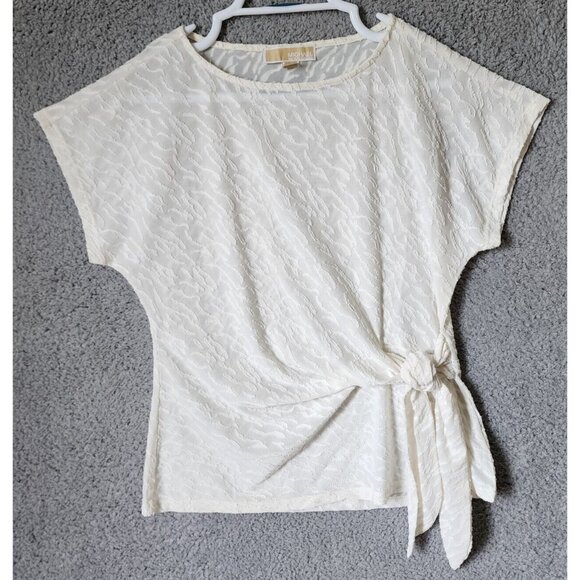 Michael Kors Tops - Michael Kors Women's Short Dolman Sleeve Side Front Tie Blouse Top White Size S